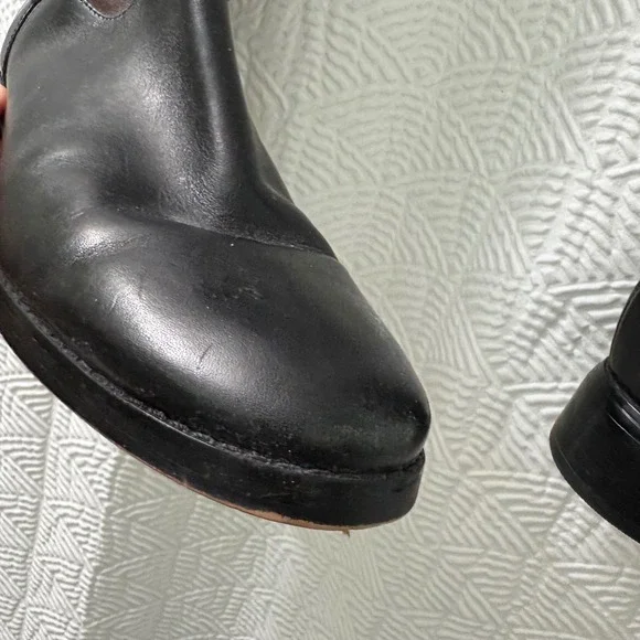 Michael Kors Riding Boots Leather Block Heel Knee High Brown Black Size 8.5M - Picture 9 of 12